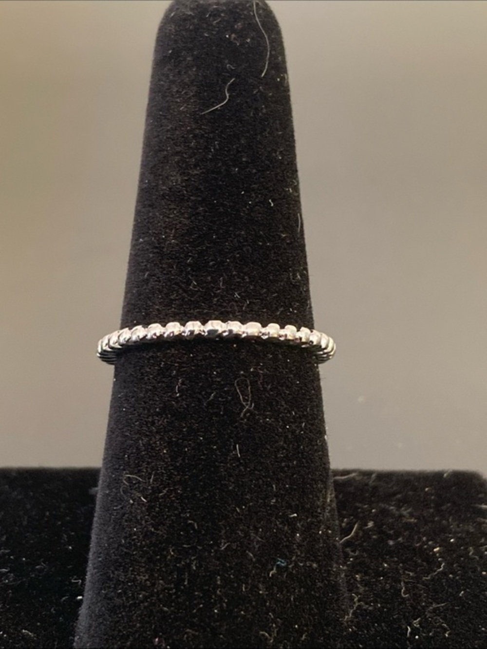 Silver Beaded Stackable Ring - Minimal Women's Jewelry size 7.5